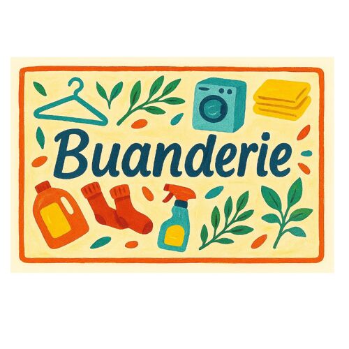 Plaque de porte en métal buanderie