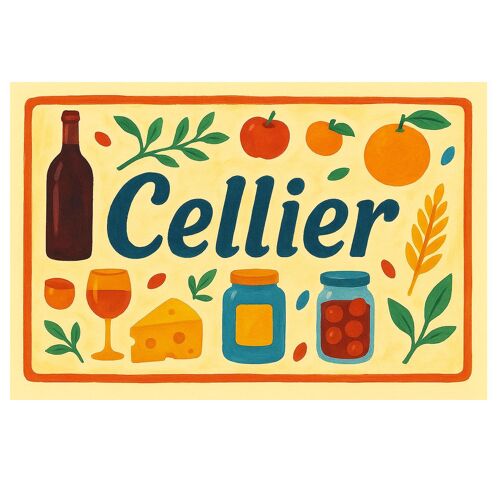 Plaque de porte en métal Cellier