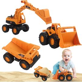 KAL-Jouet Sable Pelleteuse Bac À Sable, 3Pcs Enfants Jouet Pelleteuse, Avec Camion À Bascule Pelleteuse Tractopelle, Pour Fille Garçon Jouet De Plage Été