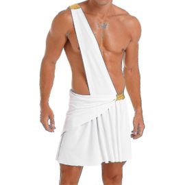 Costume De Toge De Dieu Grec Antique Pour Homme ¿ Harnais À Une Épaule Et Jupe Grecque, Tenue De Cosplay D'halloween Pour La Fête De M. Prince.