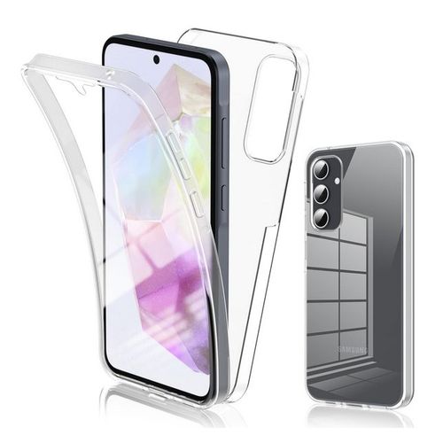 Coque Pour Samsung Galaxy A35 5g - Housse Etui Silicone Gel 360 Integrale + Film Ecran - Transparent