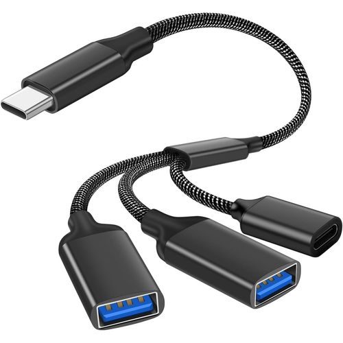Câble De Splitter Typec, 3 En 1 Mâle Vers 3Usb 20 1Typec Tête De Femme Splitter, Charge Du Cordon D'Alimentation D'Extension, Transfert De Données Expander Pour Mac,Xbox One, Ps5[ZHUJ2815]