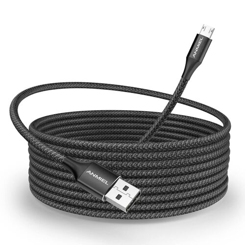 JGD-Câble micro USB 3 m - Câble de charge rapide en nylon tressé - Câble de charge USB Android - Compatible avec Samsung Galaxy S7 S6 S5 J7 Note 5, Huawei, Kindle, manette PS4, tablettes Fire HD, HTC