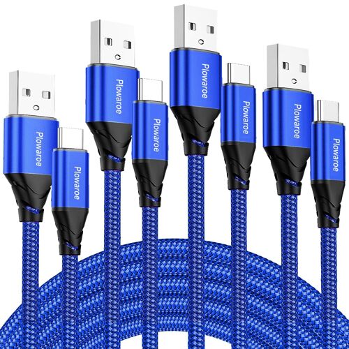 KALANKA-Lot de 4 câbles de charge USB C de 2 m + 2 m + 2 m + 2 m + 2 m de type C - Charge rapide - Câble USB C en nylon tressé pour iPhone 15 Plus Pro Max, Samsung Galaxy S24/S23/S22, Huawei P40/P30,