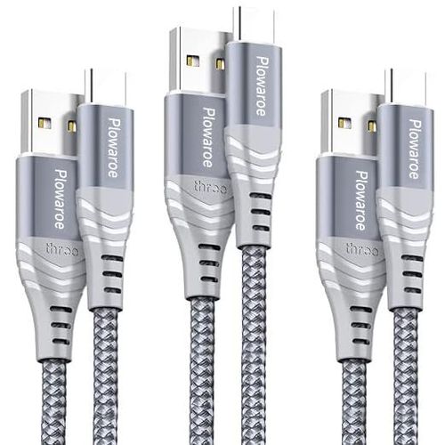 DDA-Lot de 3 câbles USB C - 2 m + 2 m - Extra long - USB A vers USB C - Charge rapide - Compatible avec les manettes PS5, Samsung Galaxy S10 S9 S8 S20 fe S21 S22, A12 A50 A51 A51s, Switch Tablet etc
