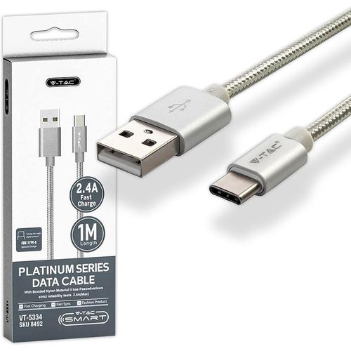 ERSAN-Câble USB-C vers USB A de 1 mètre pour Smartphone, Ordinateur, Tablette - Câble Type-C pour Charge Rapide 2.A et Transmission De Données - Compatible Apple Huawei et Samsung - Argent