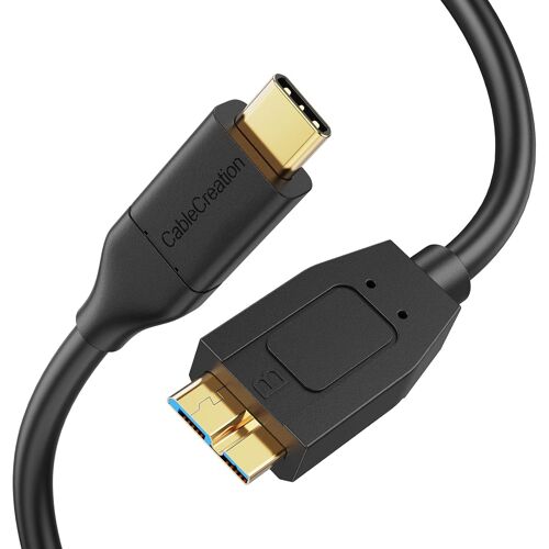 KAL-0.3M Câble Usb Type C Vers Micro Usb 3.1(Gen2/10Gbps), Câble Usb C Pour Disque Dur Externe, Compatible Avec Macbook(Pro), Dell Xps, Pixel, Huawei, Oneplus, Samsung Etc, 1Pied, Noir