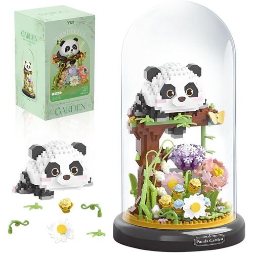 lbgwp60-Ensemble De Construction De Fleurs De Panda, 999 Pcs Kit De Construction De Fleurs Et Plantes Avec Couvercle Anti-Poussière, Bloc De Construction Fleurs, Pour Décoration De La Maison Et Cadea