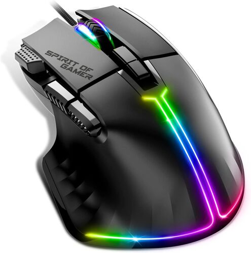 KALANKA-| Souris Gamer Filaire pour PC 12800 DPI | Souris RGB avec 8 Boutons Programmables Dont 1 Rapid Fire | Rétroéclairage 13 Effets | Gaming Mouse Ergonomique