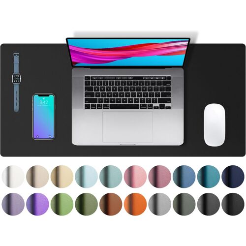 KALANKA-Sous-main, tapis de souris, tapis de bureau,buvard de bureau en cuir PU antidérapant,tapis de bureau pour ordinateur portable pour le bureau et la maiso (60x35cm,Noir)