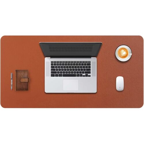 JGD-Sous-Main Bureau, Tapis de Bureau, Tapis de Clavier et Souris, Tapis de Portable, Pad Écriture, Mouse Pad, pour Bureau/Maison/Gaming, PU Étanche + Suède Antidérapant 80 x 40cm (Brun)