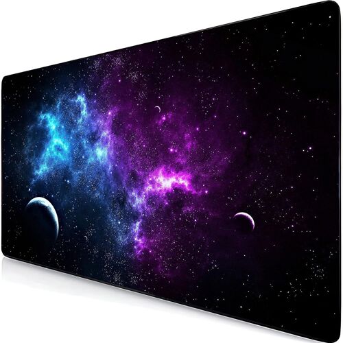 JGD-Tapis De Souris Gaming XXL, 800 mm x 400 mm, Base Antidérapante, Modèle D'espace, Mouse Pad avec Coutures sur Les Bords, Grand Tapis Souris, pour Les Jeux, Le Travail De Bureau, La Maison