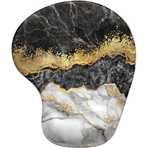 Mouse Pad, Ergonomic Gaming Mouse Pad with Gel Wrist Rest, Portable, Perfect for Computer, Office, Work, Black Marble