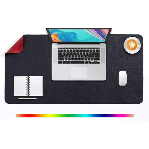 JGD-Tapis de Souris Grand, sous Main Bureau XL, Mouse Pad Mat Prolongé, Tapis de Portable, Tableau d'Écriture, Buvard de Bureau, Double Face Usage en Cuir PU Étanche 80 x 40cm(Noir/Rouge)