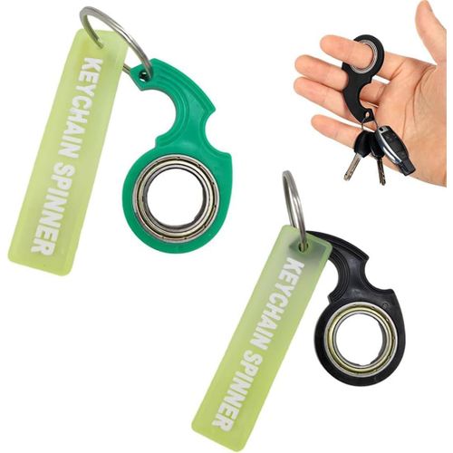 DDA-Porte-clés Spinner Fidget Toys, 2 Pièces Keychain Spinner Fidget Ring, Porte-Clés Rotatif Fidget Toys, Petits Jouets pour Réduire Le Stress et Favoriser la Concentration