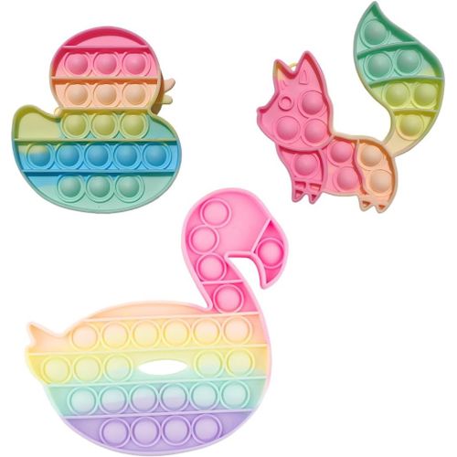 DDA-3 pcs Push and Pop Bubble Sensory Fidget Toy, Jouets Sensoriels à Presser, Silicone Anti-Stress Jouets de Soulagement de L'anxiété Educatifs Autisme Besoins Spéciaux pour Enfants Adultes
