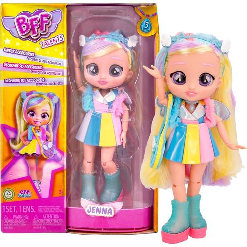 DDA-Poupée avec cheveux longs, vêtements en tissu et 9 accessoires - Jenna Poupée mannequin-Jouet Cadeau pour Garçons et Filles + 3 ans