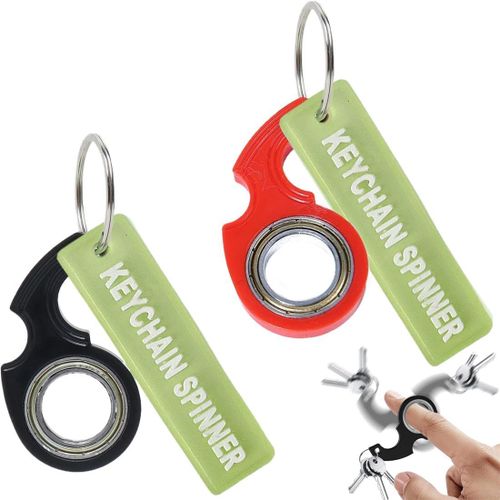RVKAL-2 Pièces Porte-Clés Fidget Spinner,Portable Keychain Spinning,Jouet Multifonctionnel Rotation De Clé,Relaxation,Soulager L'Ennui Cadeau De Fête Pour Enfant Adultes