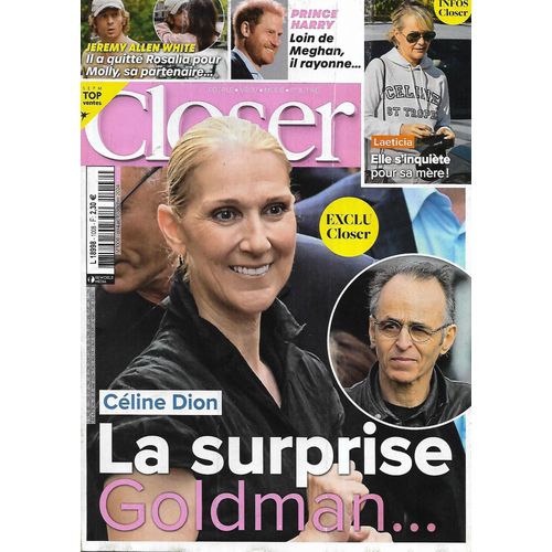 Closer N°1008 04/10/2024 Céline Dion/ Laeticia/ Jeremy Allen White/ Prince Harry/ Laëtitia Milot/ Griezmann/ Alice Detollenaere & Camille Lacourt/ Guillaume Depardieu