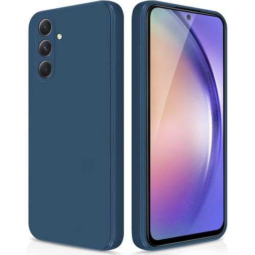 Coque Silicone Liquide Antidérapante & Antichoc Pour Samsung Galaxy A54 5g ¿ Housse Ultra¿Mince Avec Intérieur Microfibre Et Protection Caméra, Bleu