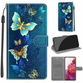Etui Samsung Galaxy S20 Fe-S20 Lite 6.5\, Etui De Protection En Cuir, Housse Avec Carte De Crédit Slot -Papillon Vert Dksuu