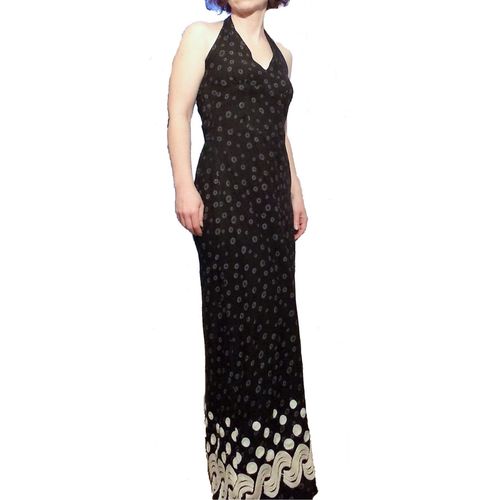 Robe Longue Dos Nu En 100% Coton Noir Et Blanc- Taille 34- Promod