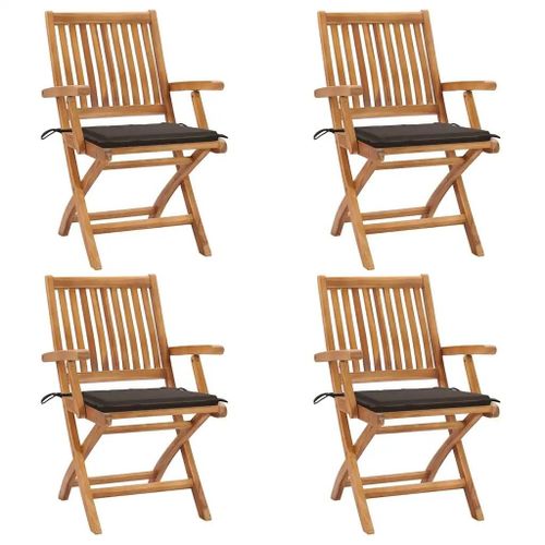 Prolenta Premium - Chaises Pliables De Jardin Avec Coussins Lot De 4 Teck Solide