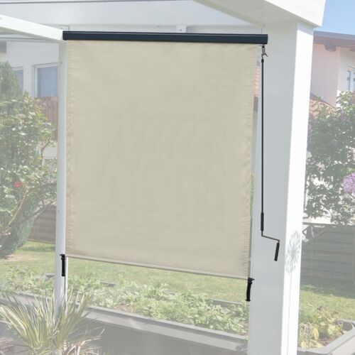 Store enrouleur vertical HWC-F42, store extérieur, Protection anti-UV 50   250x140 cm, crème-beige
