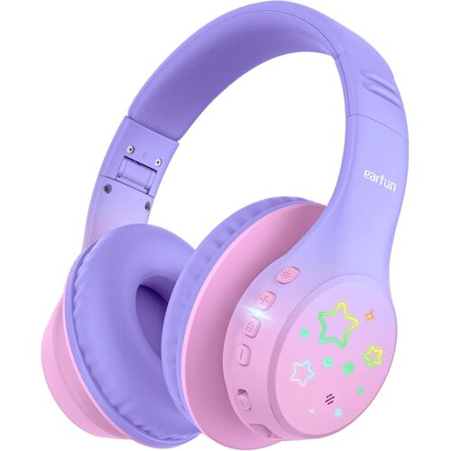 K4 Casque Bluetooth Pour Enfants, Casque Sans Fil Avec Lumières Led, Volume Limité 74/85/94 Dba, Microphone Intégré, 90 Heures D'Autonomie, Casque Supra-Auriculaire Bluetooth 5.4 Pour