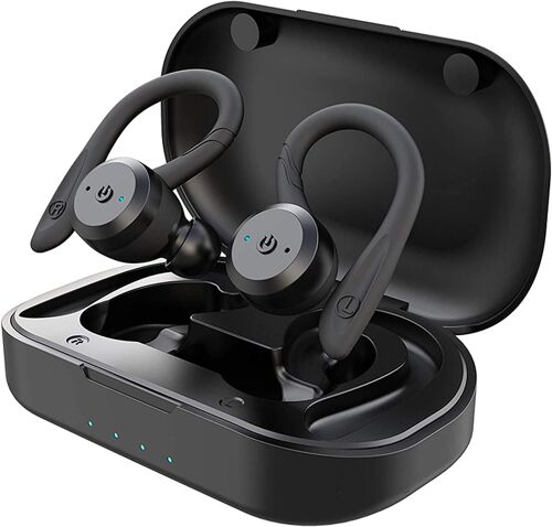 SUBZONAL-TIE Audio Écouteurs sans fil avec Powerbank (Bluetooth 5.0, pour activités de plein air et sportives, iOS et Android, jusqu'à 10 heures de téléphonie ou d'écoute de la musique) Noir