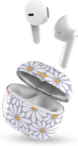 KALANKA-- Ecouteurs Bluetooth sans Fil Collection Exclusiv', Ecouteurs Bluetooth 5.3 avec Micro intégré, 15h de Lecture, Contrôle Tactile, Oreillette Bluetooth Semi Intra Auriculaires - Modèle Flower