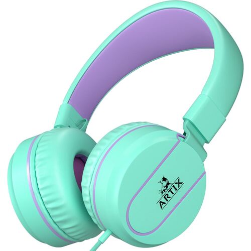 Artix Casque Pliable avec Microphone, Casque d'écoute stéréo NRGSound, Enfants/Ados/Adulte Idéal (Turquoise)