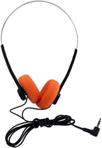 KALANKA-Casque audio rétro filaire avec son stéréo HiFi, léger, portable avec bandeau réglable, confortable pour les voyages et une utilisation quotidienne Orange
