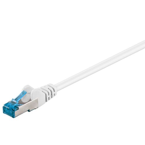 Câble patch CAT 6a Câble Ethernet double blindage S-FTP jusqu'à 10000 Mbits,500 Mhz,câble cuivre sans halogène,connecteur RJ-45,contacts plaqués or,1 m,blanc
