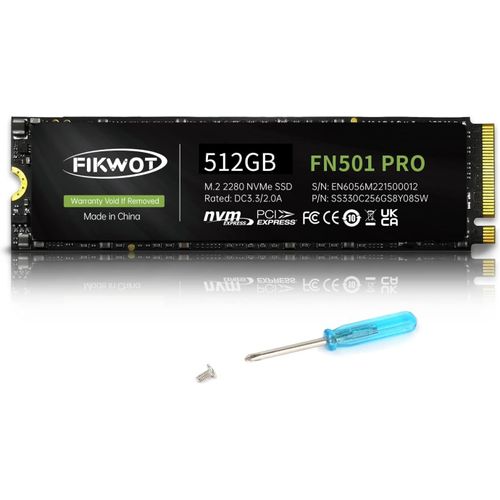 ChenQuanSarl-Fn501 Pro Ssd Nvme 512Go - Disque Ssd Interne M.2 Pcie Gen3 X4 Avec Autocollant De Refroidissement En Graphène, Jusqu'À 3500Mo/S, Cache Slc, Compatible Avec Ordinateur Portable Et Pc De