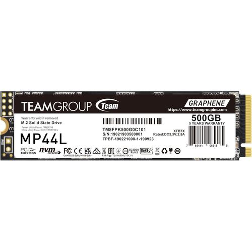 lbgwp60-Mp44L 500Gb Slc Cache Nvme 1.4 Pcie Gen 4X4 M.2 2280 Disque Dur Ssd Pour Ordinateur Portable Et De Bureau (R/W Vitesse Jusqu'À 5 000/3 700 Mo/S) Tm8Fpk500G0C101