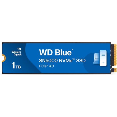 WD Blue SN5000 500GB SSD,Disque SSD Interne,M.2 2280 NVMe SSD,PCIe Gen4,jusqu'à 5000 MB/s,nCache Technology,Comprend Acronis True Image for ,Clonage de Disque et Migration.