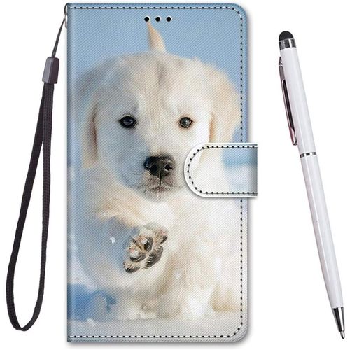 KAL-Coque Pour Huawei P9 Lite,Coque Cuir Pu Portefeuille À Aimant Colourful Design Coque Rabat Portefeuille [Créatif Peint] Étui Pour Huawei P9 Lite (Chiot Des Neiges)