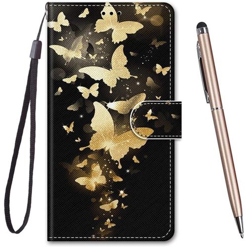 KAL-Coque Pour Huawei P9 Lite,Coque Cuir Pu Portefeuille À Aimant Colourful Design Coque Rabat Portefeuille [Créatif Peint] Étui Pour Huawei P9 Lite (Papillon Jaune)