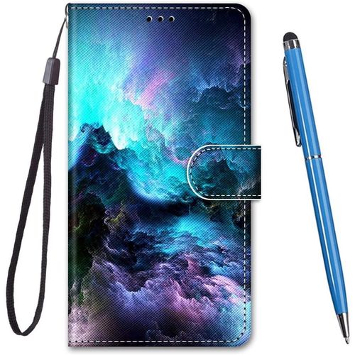 KAL-Coque Pour Huawei P9 Lite,Coque Cuir Pu Portefeuille À Aimant Colourful Design Coque Rabat Portefeuille [Créatif Peint] Étui Pour Huawei P9 Lite (Nuages Colorés)