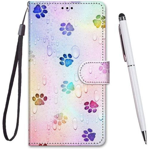 KAL-Coque Pour Huawei P10 Lite,Coque Cuir Pu Portefeuille À Aimant Colourful Design Coque Rabat Portefeuille [Créatif Peint] Étui Pour Huawei P10 Lite (Footprink)
