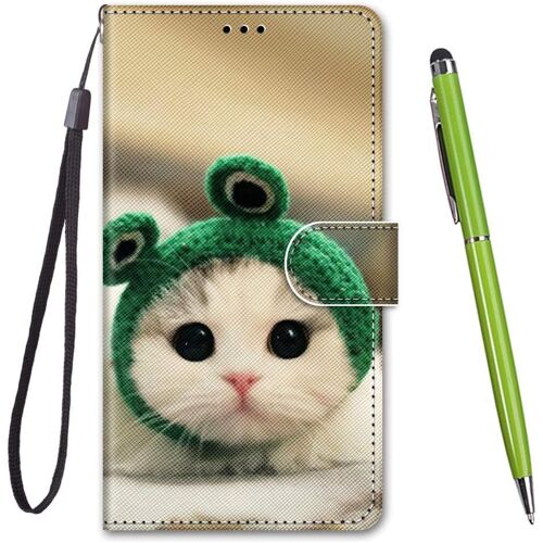 KAL-Coque Pour Honor 9 Lite,Housse Honor 9 Lite,Coque Cuir Pu Portefeuille À Aimant Colourful Design Coque Rabat Portefeuille [Créatif Peint] Étui Pour Huawei Honor 9 Lite-Chaton Grenouille