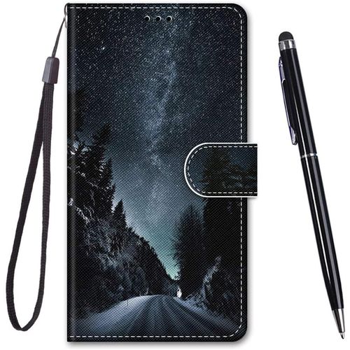KAL-Coque Pour Huawei P9 Lite,Coque Cuir Pu Portefeuille À Aimant Colourful Design Coque Rabat Portefeuille [Créatif Peint] Étui Pour Huawei P9 Lite (Route De Montagne)