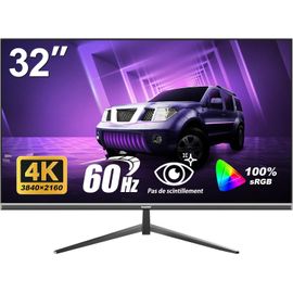 CLICKSELL-Écran Pc 32 Pouces 4K Uhd, Moniteur D¿Ordinateur Ultra-Clair (3840×2160P), 100% Srgb, Angle De Vision De 178°, Hdmi¿Display Port, Compatible Avec Montage Mural 100 * 100Mm - Noir