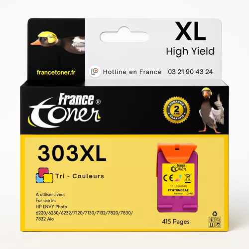 303XL - Ink Cartridge Compatible with HP 303XL - Pack 3 Colours Size XL - for HP Envy Inspire 7200 Series - 7220-7221 - 7222 E - 7224-7224 E - 7225-7252 E - 7264 E