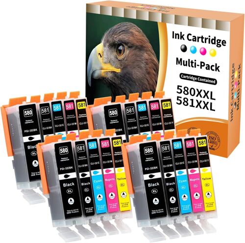20X 580 581 Cartouches D'Encre Pour Canon Pgi-580 Cli-581 Xxl Pour Canon Pixma Tr8550 Tr8500 Ts705 Ts6350 Ts8350 Ts8250 Ts6150 Ts9550