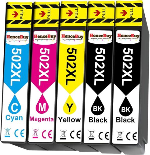 502 XL Compatible avec Epson 502XL Cartouches d'encre Multipack pour Expression Home XP-5100 XP-5105 XP-5150 XP-5155 Workforce WF-2860 WF-2865 WF-2880 WF-2885 (2 Noir Cyan Magenta Jaune)