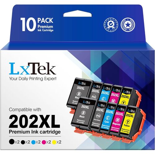 202xl Cartouches d'encre Compatible pour Epson XP-6100 XP-6000 XP-6005 XP-6105 XP-6001 (2 Noir, 2 Cyan, 2 Magenta, 2 Jaune, 2 Photo Noir, 10 Pack)