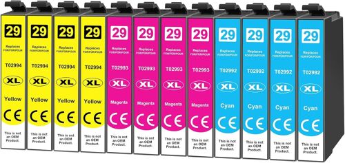 Lot de 12 Cartouches d'encre 29XL compatibles avec Epson 29 29XL pour Expression Home XP-342 XP-332 XP-345 XP-442 XP-445 XP-432 XP-245 XP-235 XP-335 XP-435 XP-247