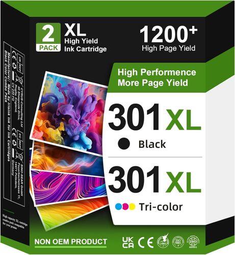 JEXNOVASHOP-301XL Cartouches d'encre Remplacement pour Cartouche HP 301 Noir et Couleur pour Encre HP 301XL pour Envy 4500 4507 4520 5530 4502 DeskJet 1000 1050 2050 2510 3050 1510 OfficeJet 2620 463